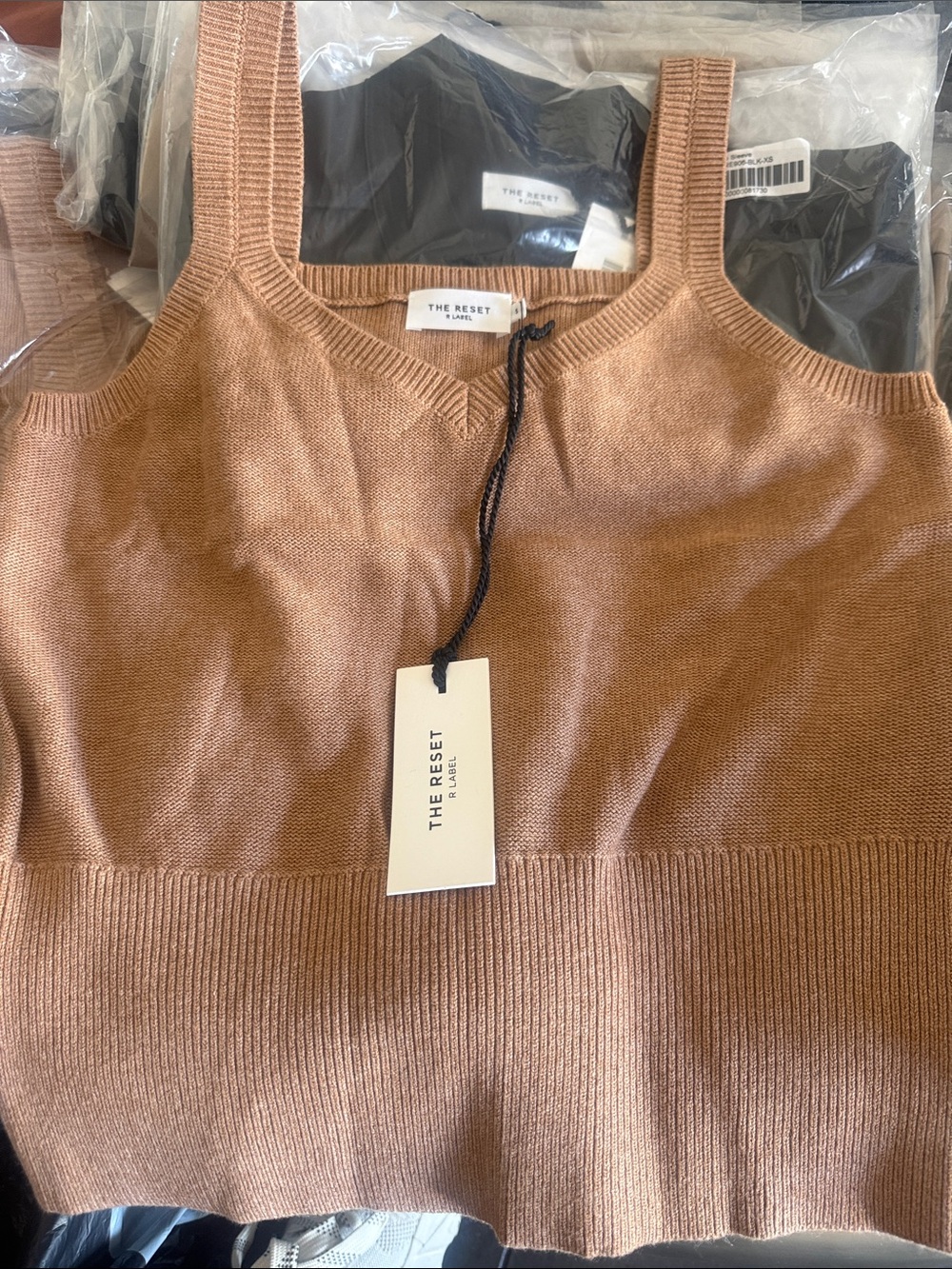 The Reset Women's V-Neck Knit Tank in Camel Brown
